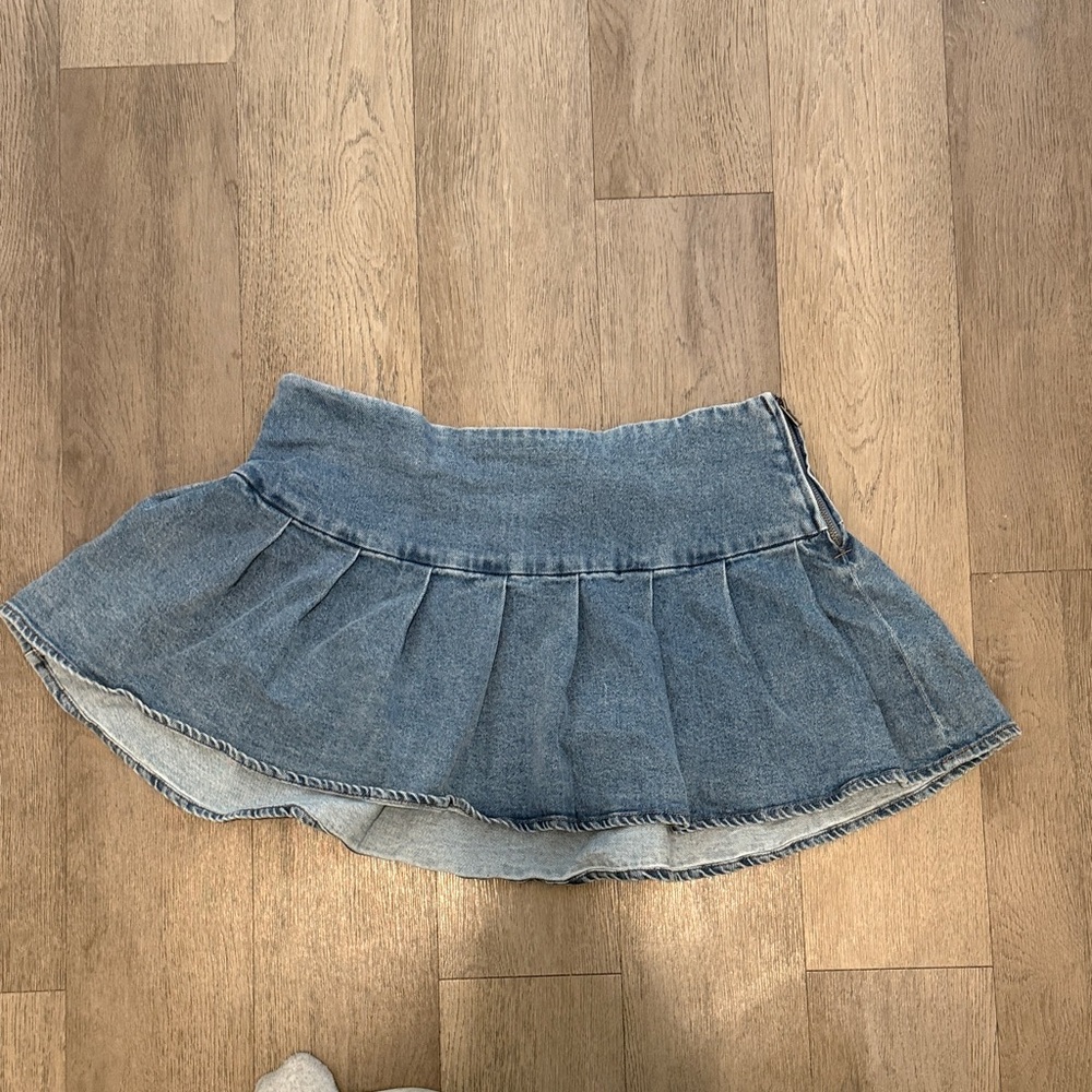 Nordstrom Blue Denim Pleated Mini Skirt